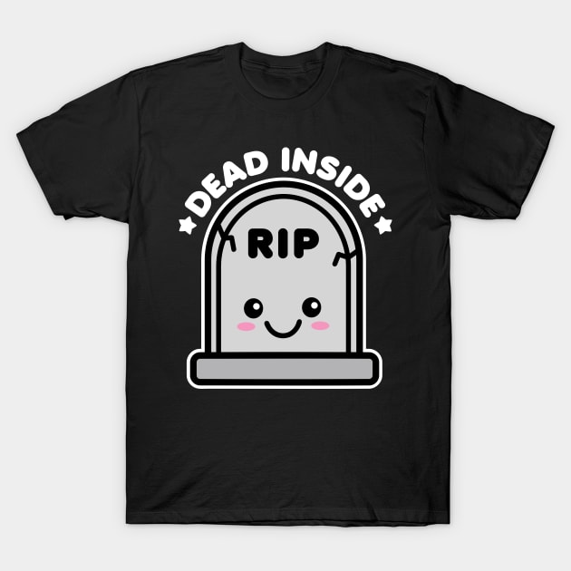 Dead Inside Kawaii Tombstone Halloween Design T-Shirt by DetourShirts